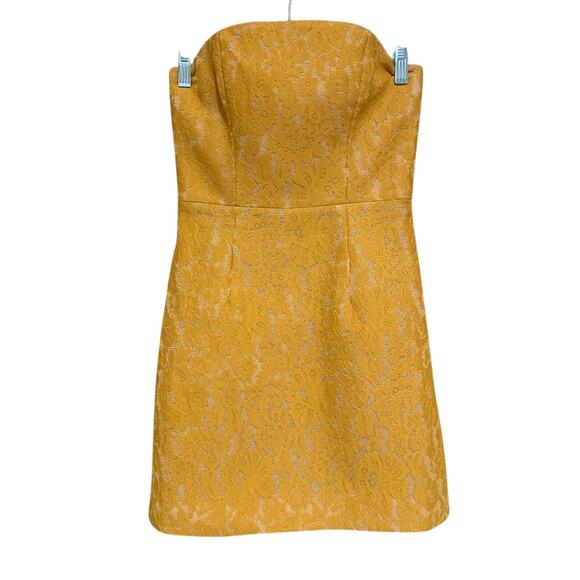 Keepsake The Label Every Way Golden Yellow Strapless Lace Mini Dress Size XS - Picture 7 of 16